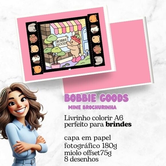 Livro Colorir Bobbie Goods Rosa - 10 Unidades