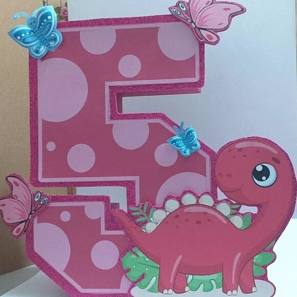 Número em 3d Gigante Dino Rosa