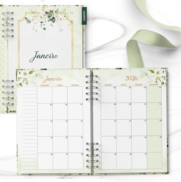 Planner 2026 Coleção Rosas Brancas