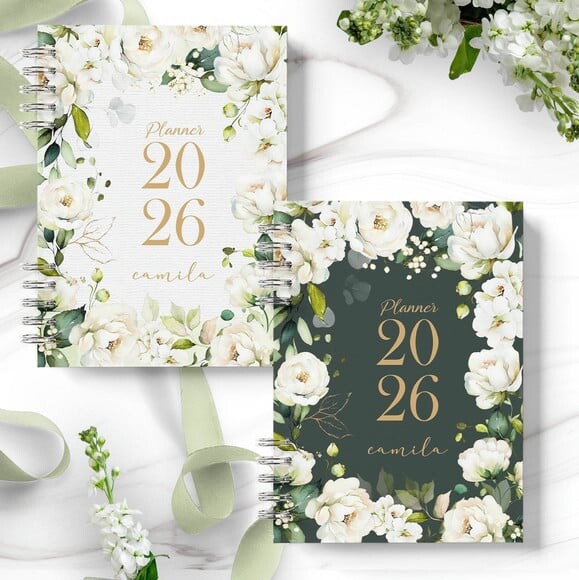 Planner 2026 Coleção Rosas Brancas