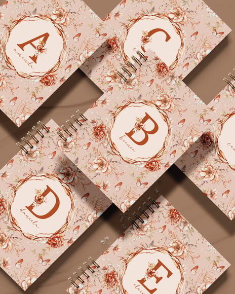 Caderno Alfabeto Floral Boho