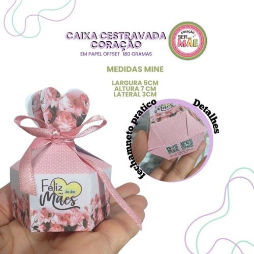 Caixa Cestravada Coração Dia das Mães