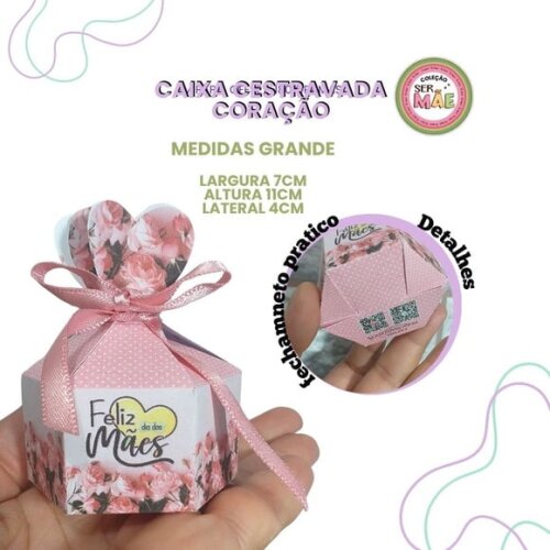 Caixa Cestravada Coração Media Dia das Mães
