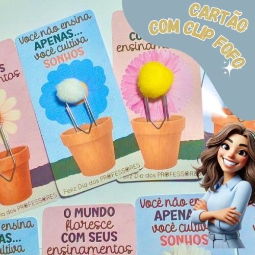 Card Dia dos Professores com Clip Fofo