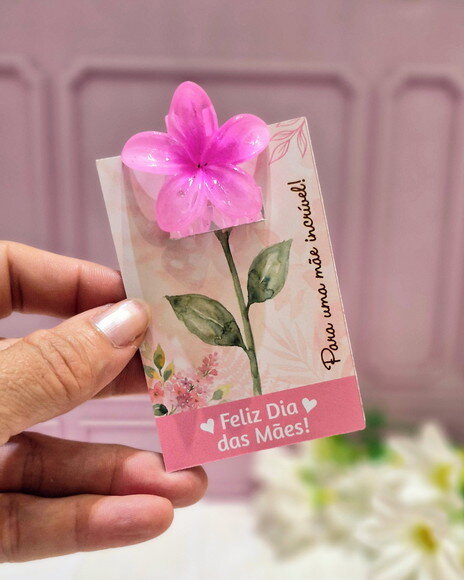 Cartão Dia das Mães para Presilha Flor 4cm