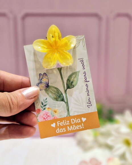 Cartão Dia das Mães para Presilha Flor 4cm