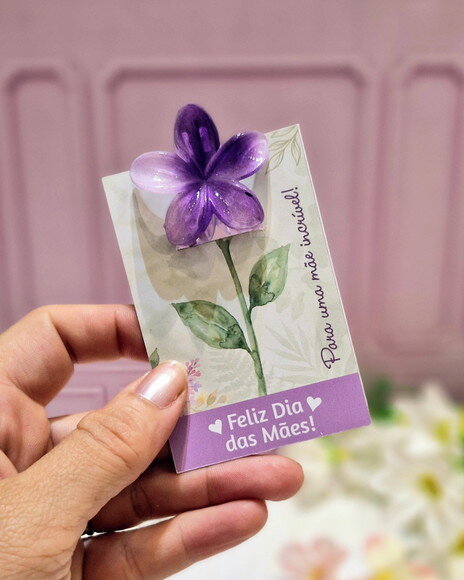 Cartão Dia das Mães para Presilha Flor 4cm