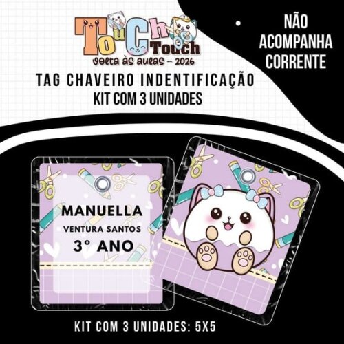 Kit 3 Chaveiros Tag Identificação