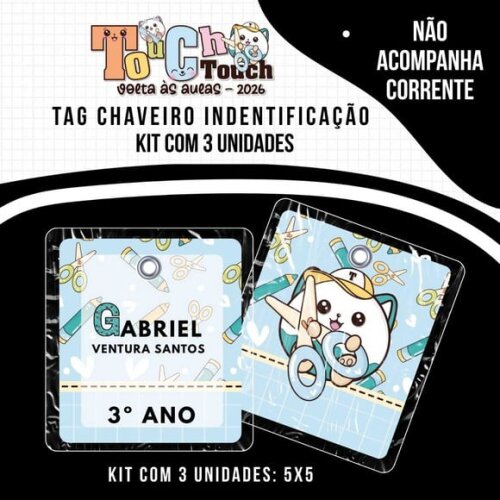 Kit 3 Chaveiros Tag Identificação