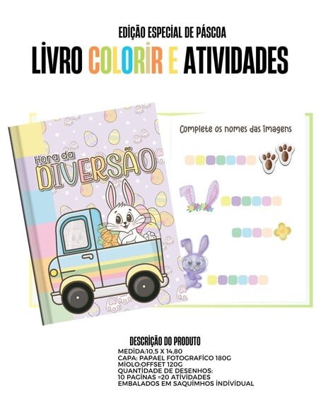 Livro de Colorir e Atividade Páscoa