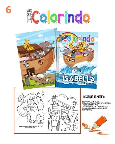 Revista de Colorir Arca de Noé 10 Unidades