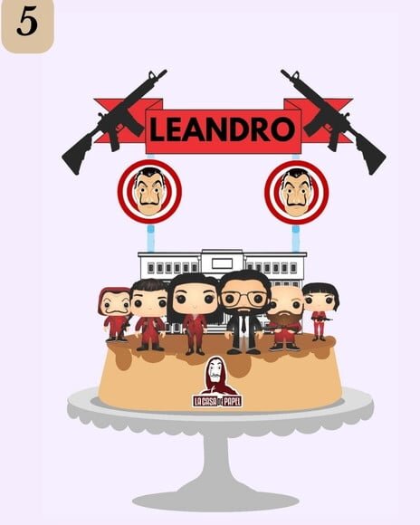 Topo de Bolo La Casa de Papel