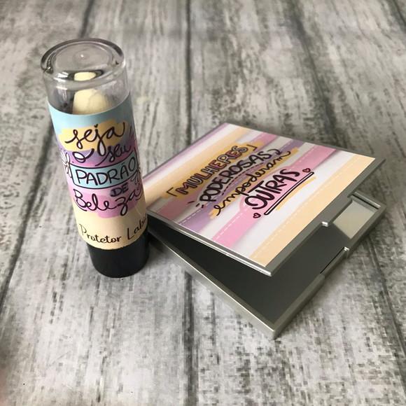Kit Protetor Labial + Espelho de Bolsa 1 Personalizados