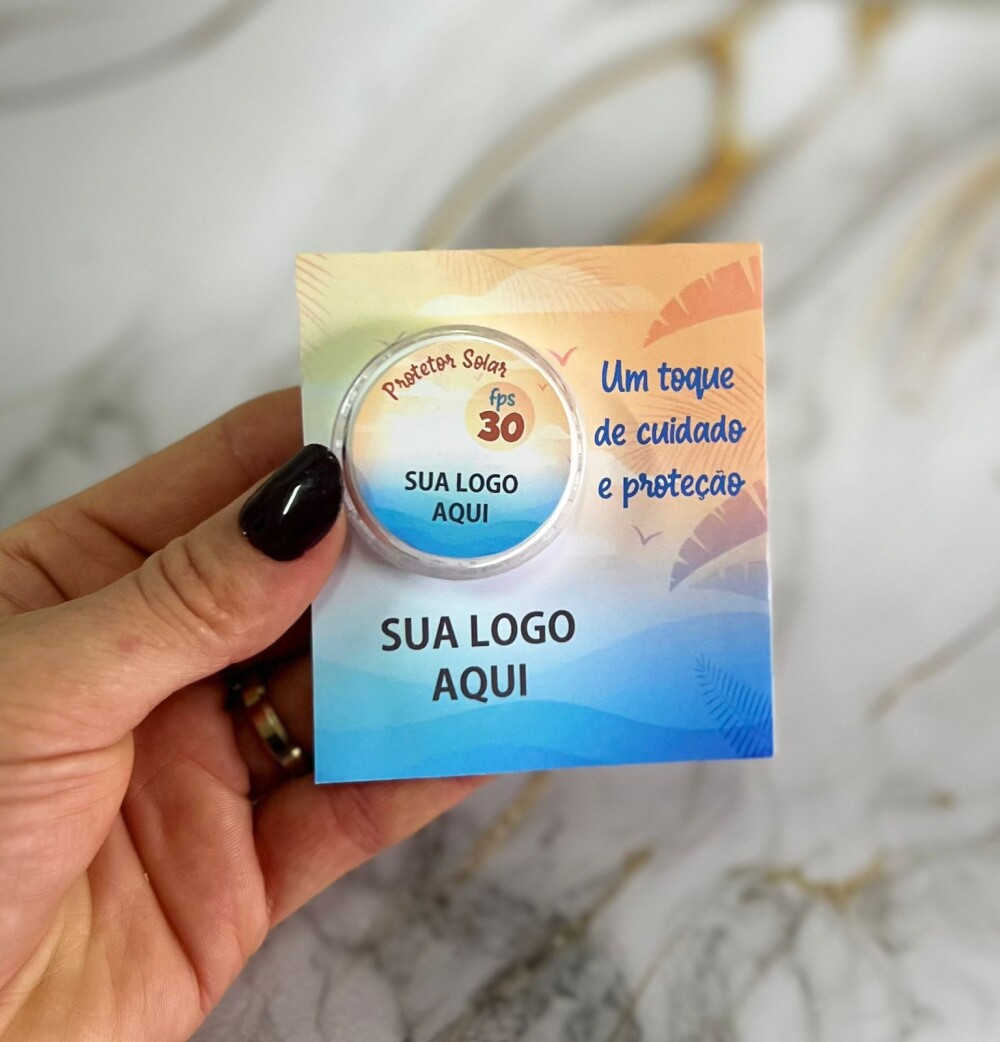 Mini protetor solar com card personalizado