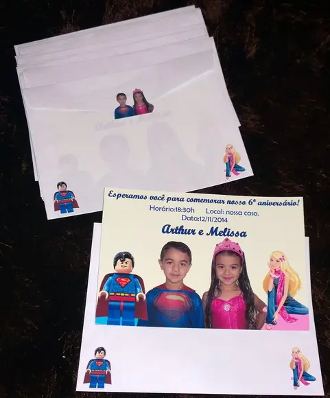 Convite foto com envelope