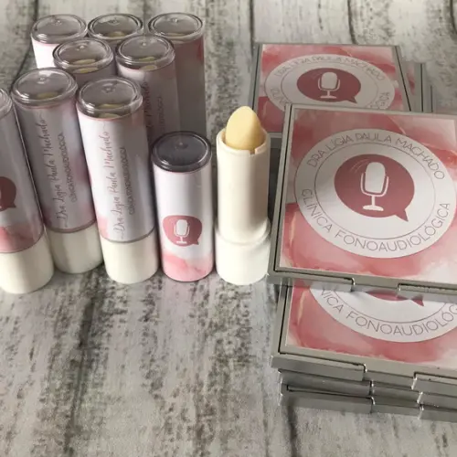 Kit Protetor Labial + Espelho de Bolsa 1 Personalizados