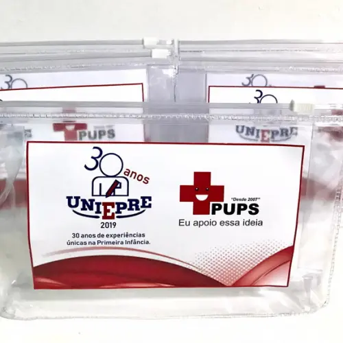 Necessaire PVC transparente zip com fundo
