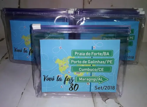 Necessaire PVC transparente zip com fundo