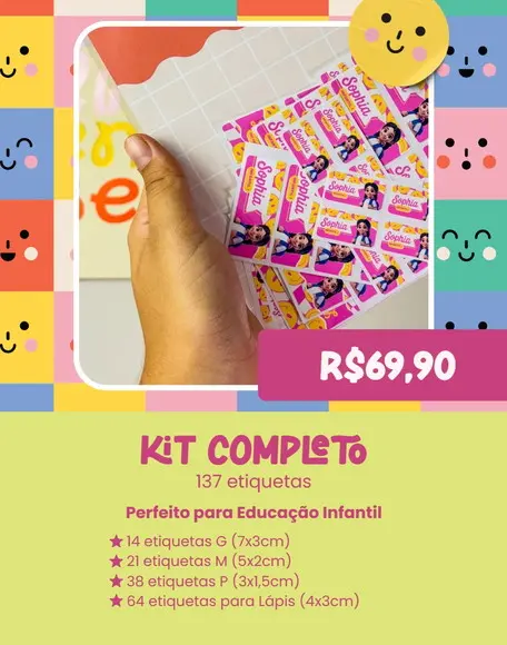 Volta às Aulas | Kit Completo com 137 Etiquetas Escolares