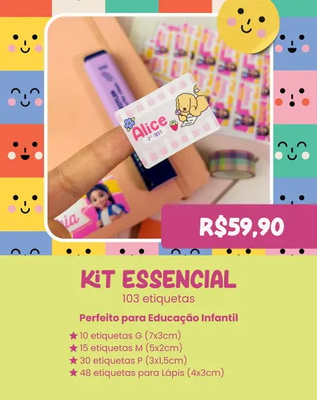 Volta às Aulas | Kit Essencial com 103 Etiquetas Escolares