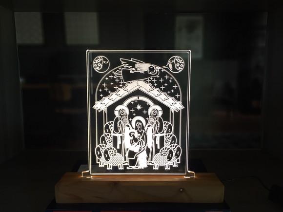 Luminária Led Jesus, Maria e os Reis Magos