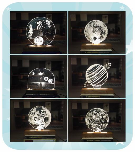 Luminária Led planetas-modelos variados para sua escolha