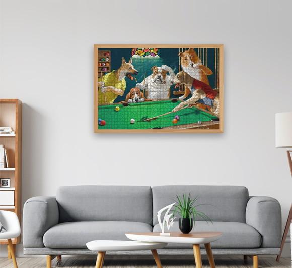 Quebra cabeça cães no jogo de bilhar 1014 pçs 98 x 66cm