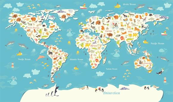Quebra cabeça mapa mundi ilustrativo 80 pçs - 79x46cm