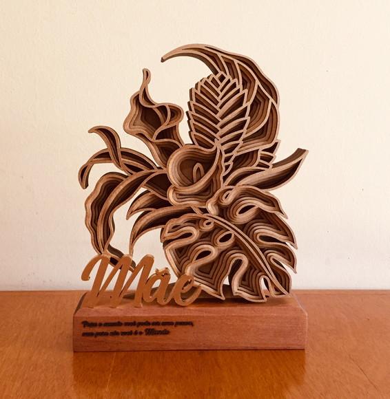 Troféu escultura floral Mãe