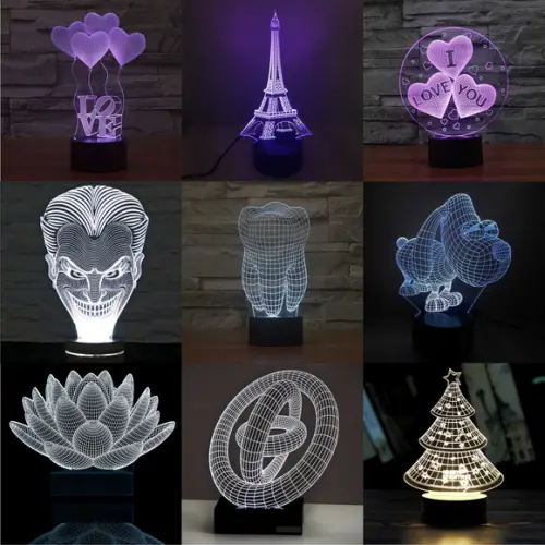 Luminária Led efeitos 3D modelos variados para sua escolha
