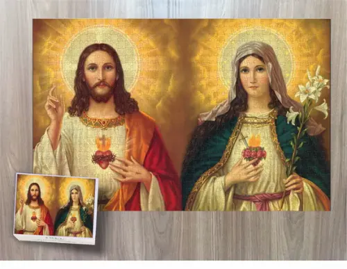 Quebra Cabeça 1014 Pçs 98 x 66cm Jesus e Maria Imaculado