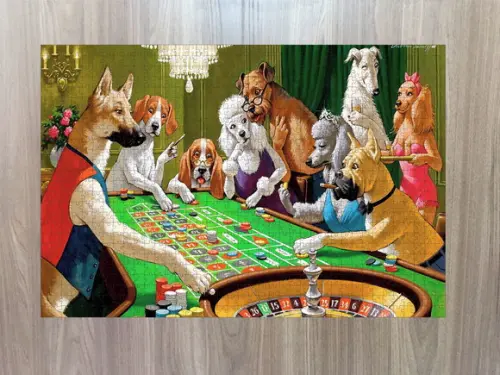 Quebra cabeça Cachorros jogando roleta 1014 pçs - 98 x 70cm