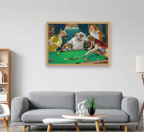 Quebra cabeça cães no jogo de bilhar 1014 pçs 98 x 66cm