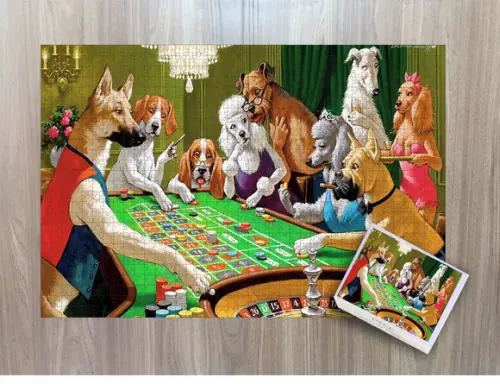 Quebra cabeça Cachorros jogando roleta 1014 pçs - 98 x 70cm