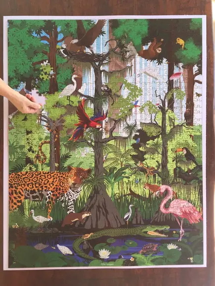 Quebra cabeça floresta tropical 98x77cm 1014 pçs