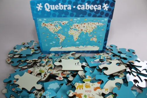 Quebra cabeça mapa mundi ilustrativo 80 pçs - 79x46cm