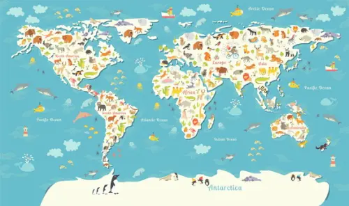 Quebra cabeça mapa mundi ilustrativo 80 pçs - 79x46cm