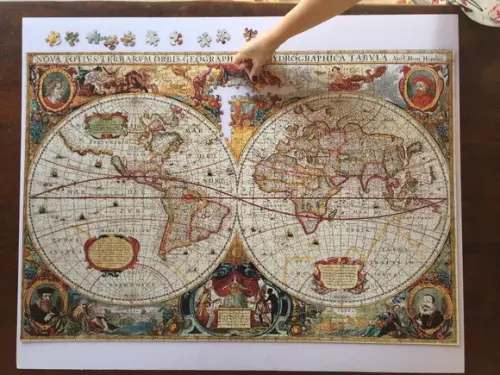 Quebra-cabeça mapa mundi antigo 1014 pçs 98 x 66cm