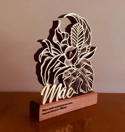 Troféu escultura floral Mãe