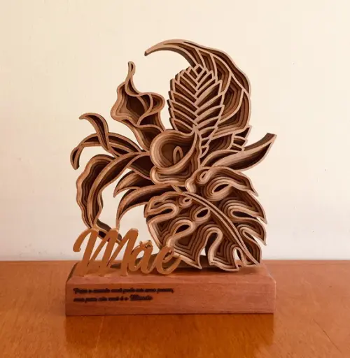 Troféu escultura floral Mãe