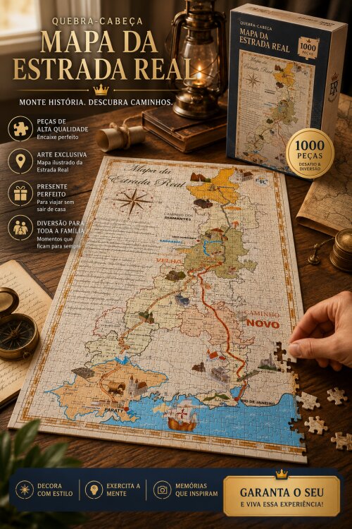 Quebra Cabeça Mapa da Estrada Real - 98 x 66cm - 1014 Peças