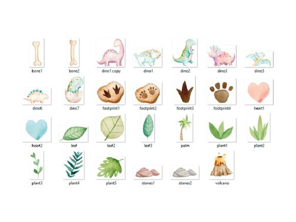 Kit Digital PNG - Dinossauros Aquarela 01