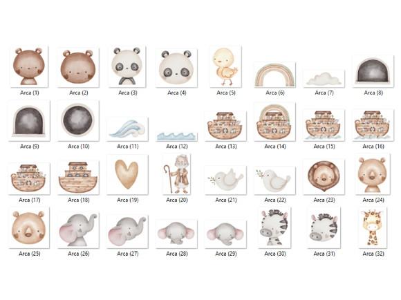 Kit Digital PNG - Arca de Noé Aquarela 03