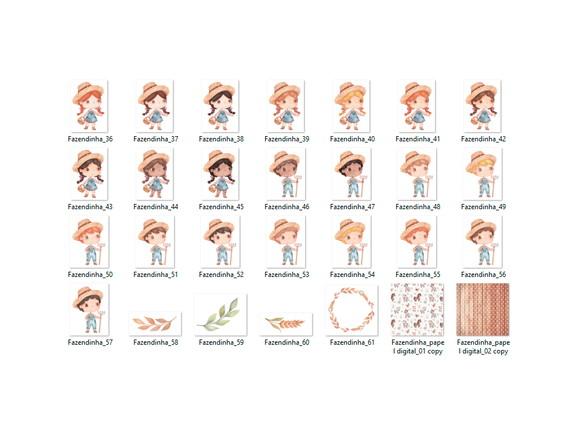 Kit Digital PNG - Fazendinha Aquarela 01