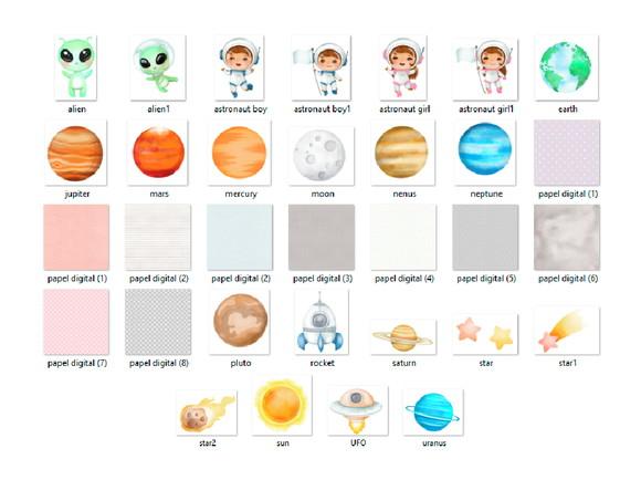 Kit Digital PNG - Astronauta Aquarela 03
