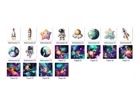 Kit Digital PNG - Astronauta Aquarela 09