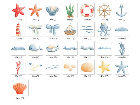 Kit Digital PNG - Fundo do Mar Aquarela 14