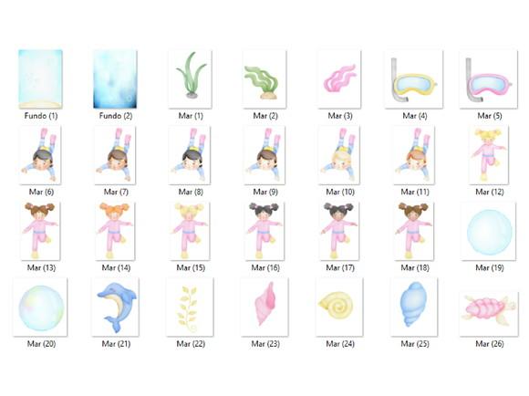 Kit Digital PNG - Fundo do Mar Aquarela 15