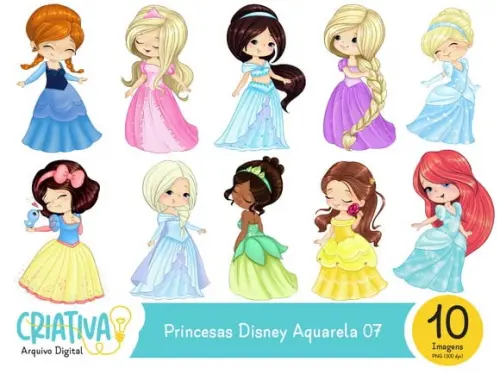 Kit Digital PNG - Princesas Disney Aquarela 07