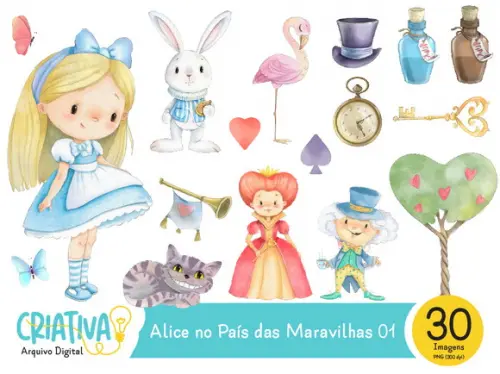 Kit Digital PNG - Alice no País das Maravilhas 01